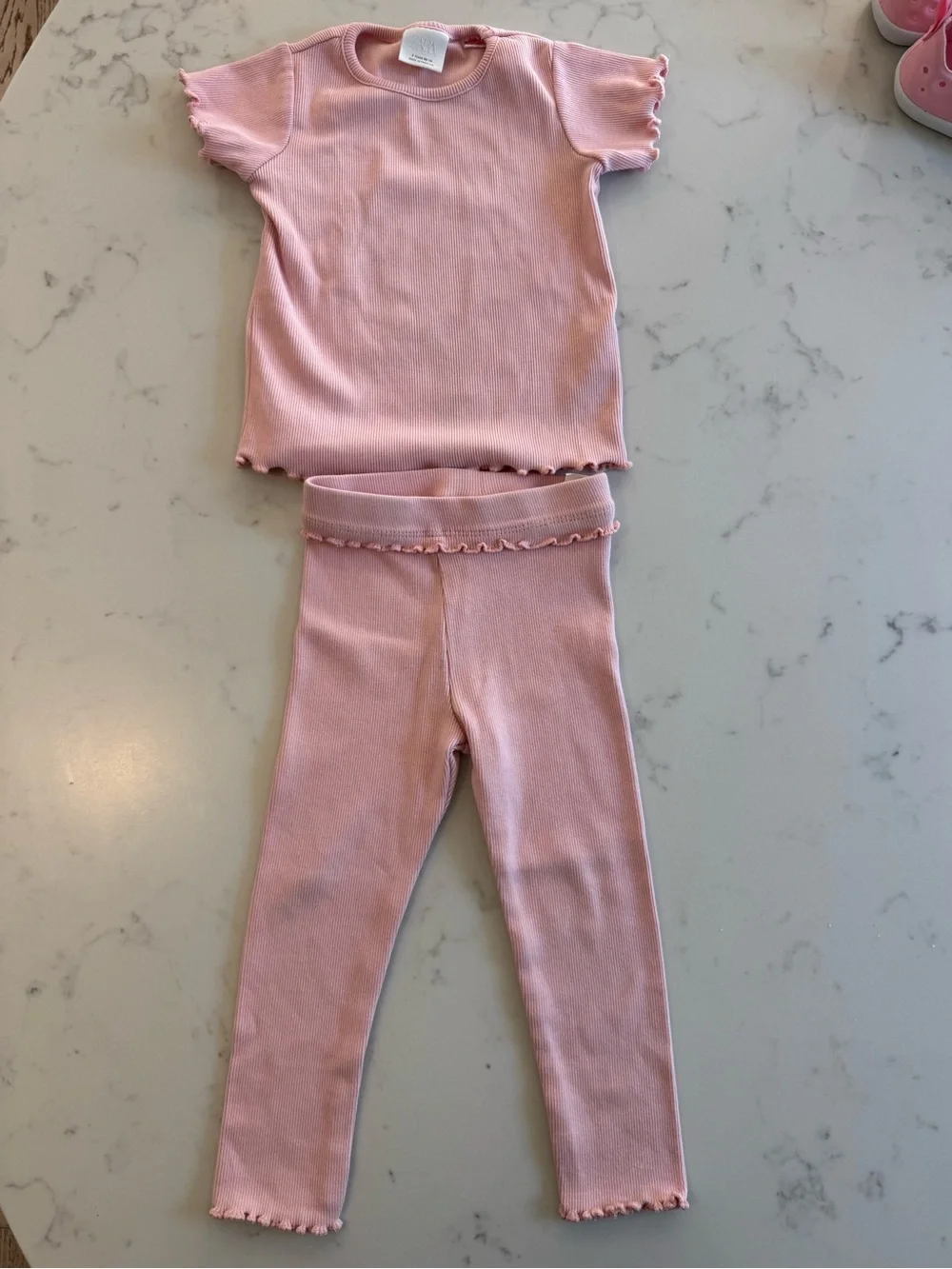 Zara Baby Girl Ribbed Pink Set